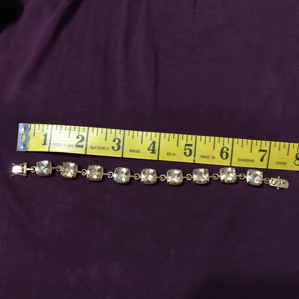 Gold plated sterling silver amber CZ bracelet - Picture 4 of 7